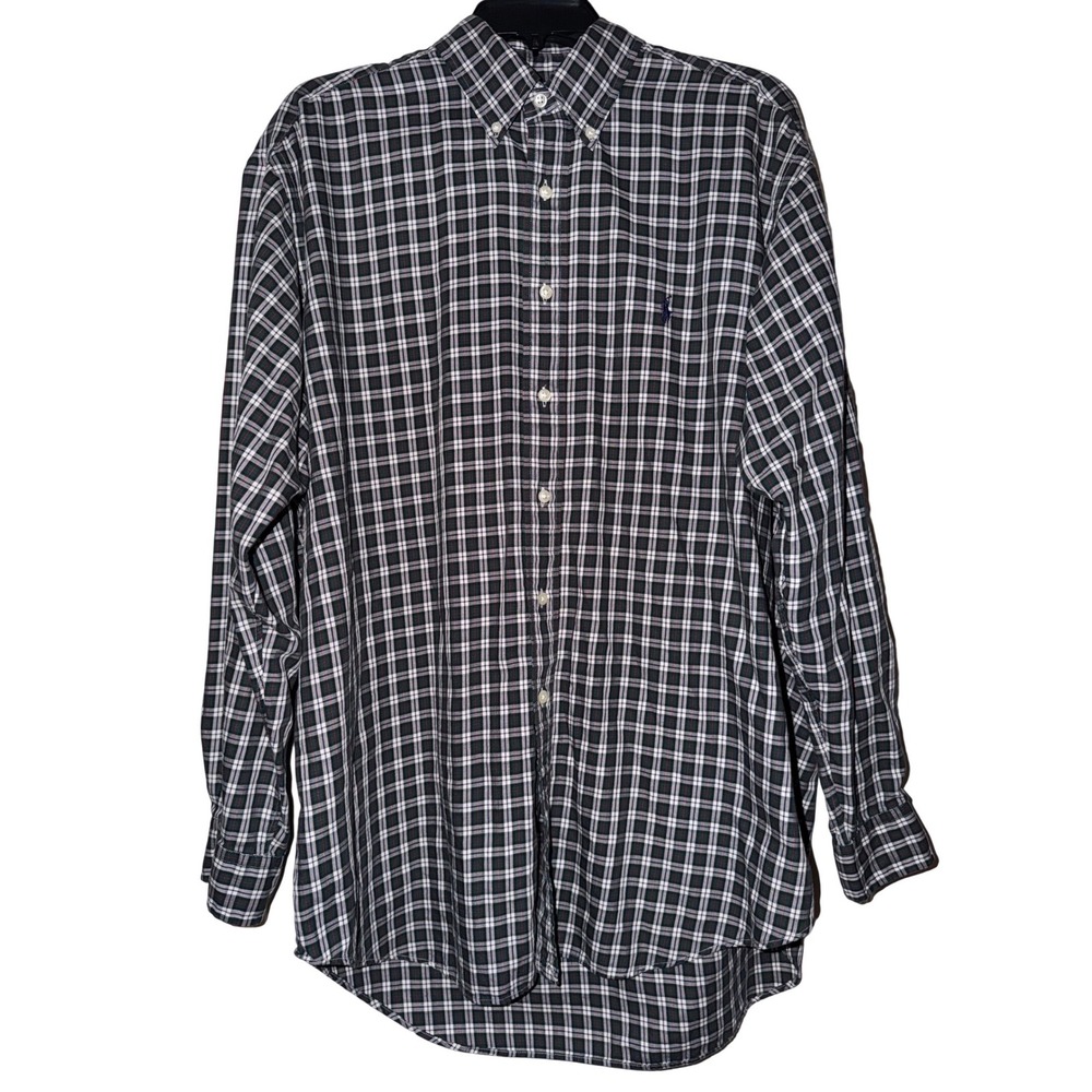 Ralph Lauren Blake Plaid‎ Button Down Shirt Size L Long Sleeve 100% Cotton